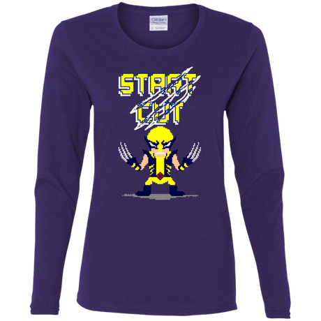 T-Shirts Purple / S Pixel Wolf Women's Long Sleeve T-Shirt