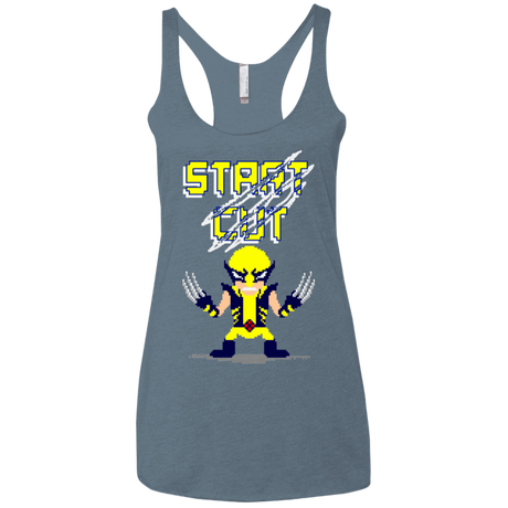 T-Shirts Indigo / X-Small Pixel Wolf Women's Triblend Racerback Tank