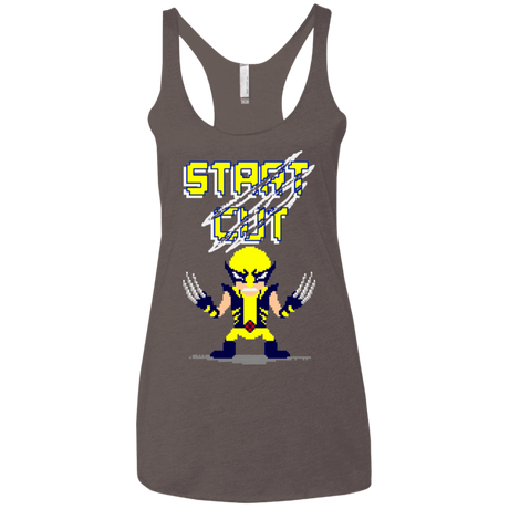 T-Shirts Macchiato / X-Small Pixel Wolf Women's Triblend Racerback Tank