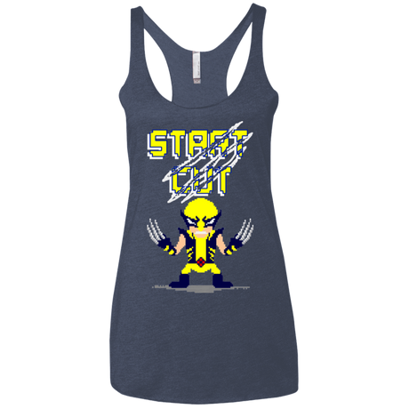 T-Shirts Vintage Navy / X-Small Pixel Wolf Women's Triblend Racerback Tank