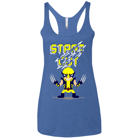 T-Shirts Vintage Royal / X-Small Pixel Wolf Women's Triblend Racerback Tank