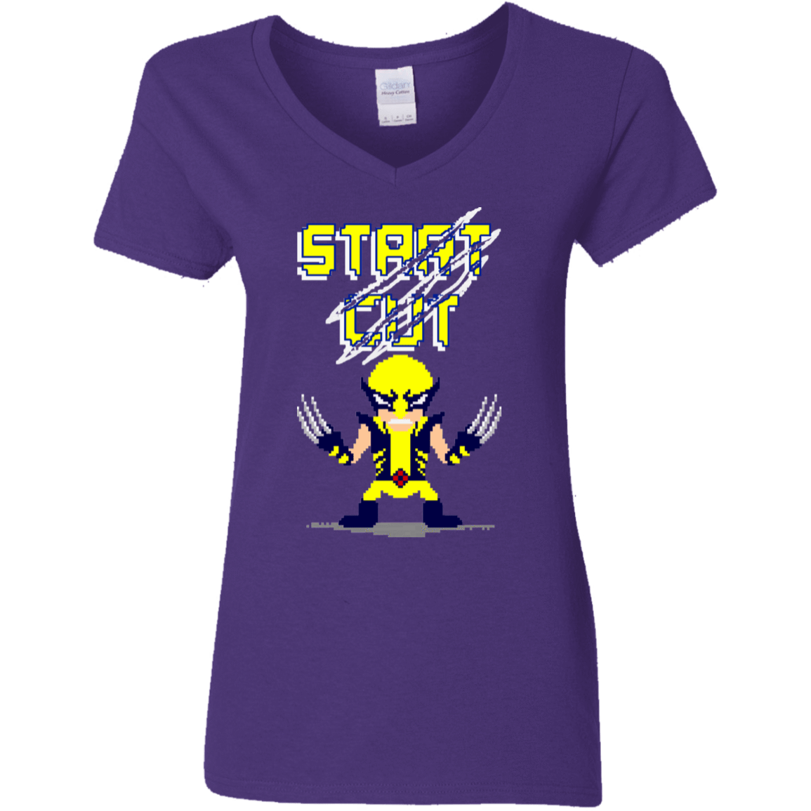 T-Shirts Purple / S Pixel Wolf Women's V-Neck T-Shirt