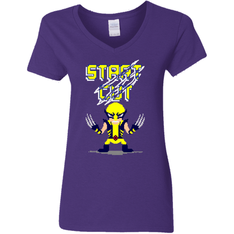 T-Shirts Purple / S Pixel Wolf Women's V-Neck T-Shirt