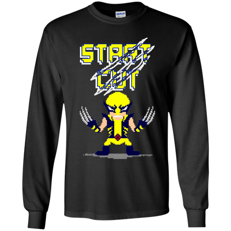 T-Shirts Black / YS Pixel Wolf Youth Long Sleeve T-Shirt
