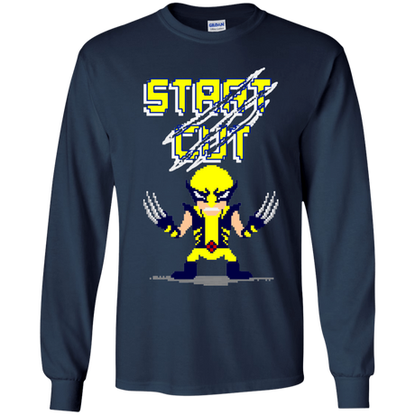 T-Shirts Navy / YS Pixel Wolf Youth Long Sleeve T-Shirt