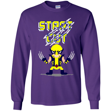 T-Shirts Purple / YS Pixel Wolf Youth Long Sleeve T-Shirt