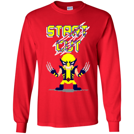 T-Shirts Red / YS Pixel Wolf Youth Long Sleeve T-Shirt