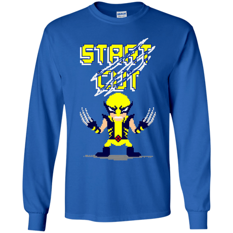 T-Shirts Royal / YS Pixel Wolf Youth Long Sleeve T-Shirt