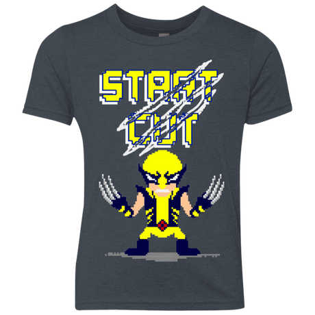 T-Shirts Vintage Navy / YXS Pixel Wolf Youth Triblend T-Shirt
