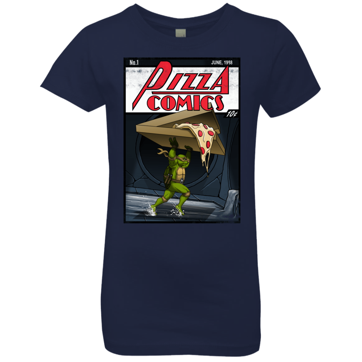 T-Shirts Midnight Navy / YXS Pizza Comics Girls Premium T-Shirt