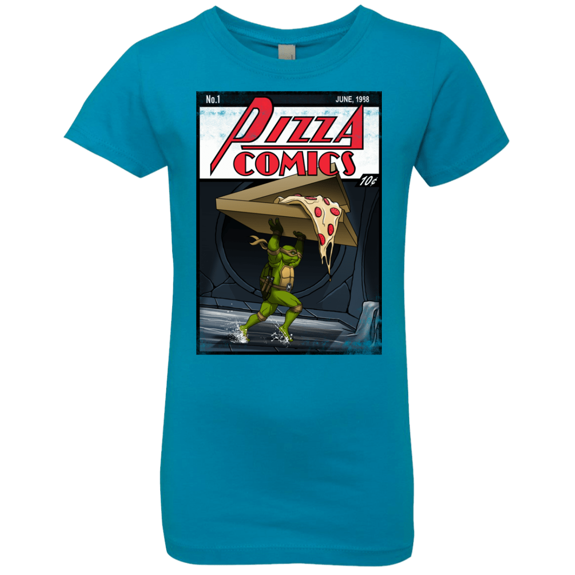 T-Shirts Turquoise / YXS Pizza Comics Girls Premium T-Shirt