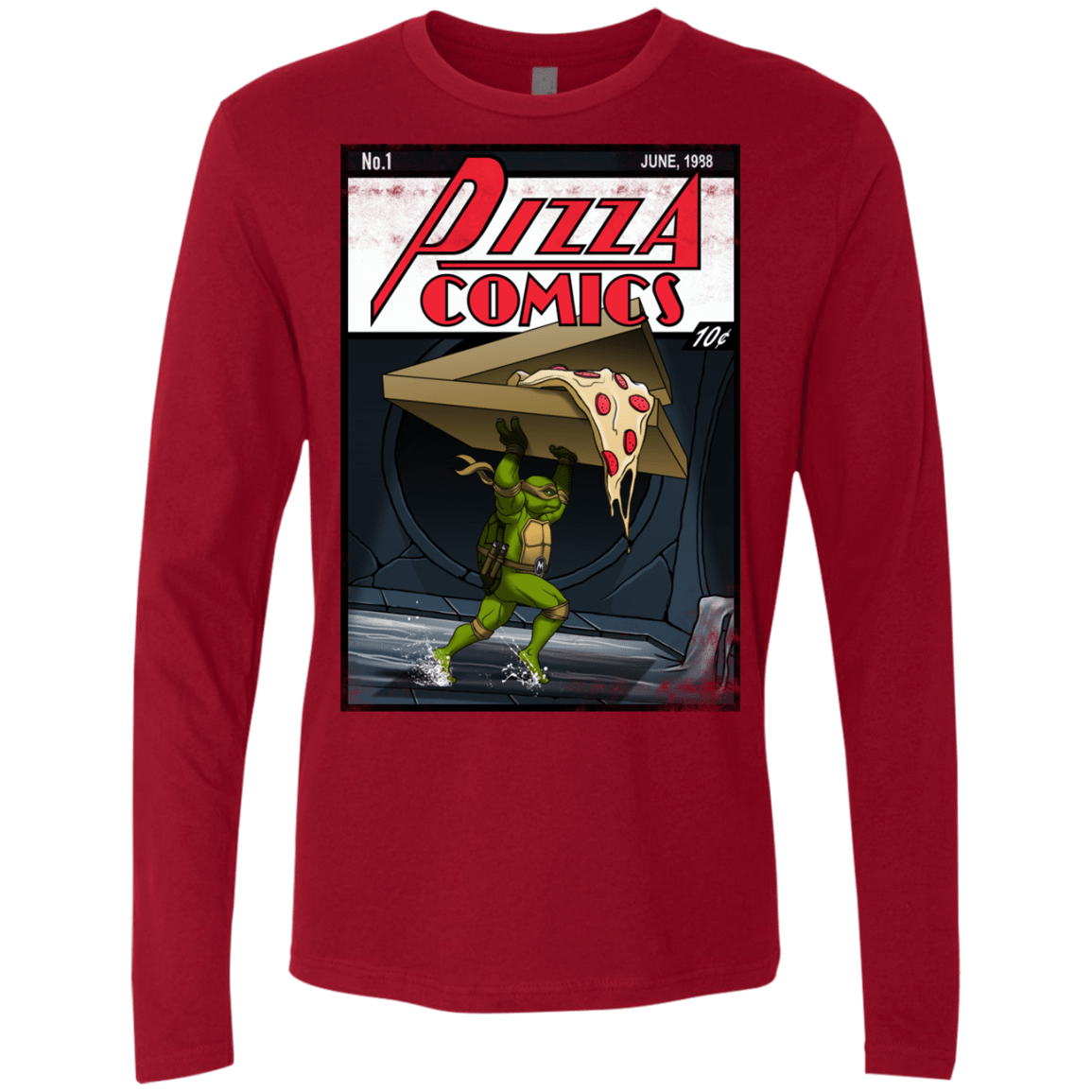 T-Shirts Cardinal / Small Pizza Comics Men's Premium Long Sleeve