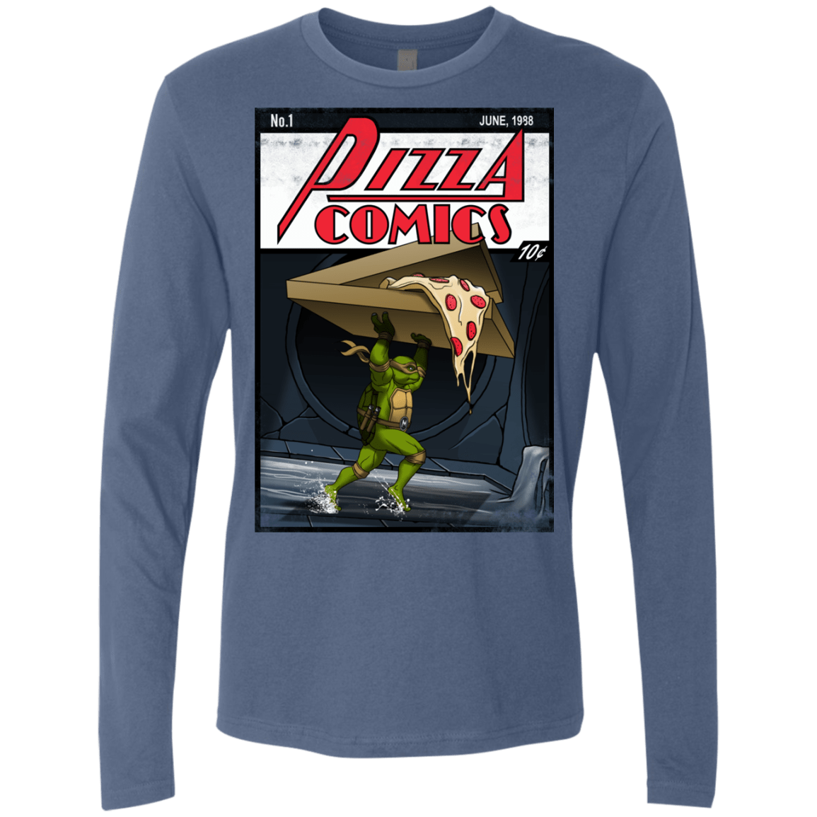 T-Shirts Indigo / Small Pizza Comics Men's Premium Long Sleeve