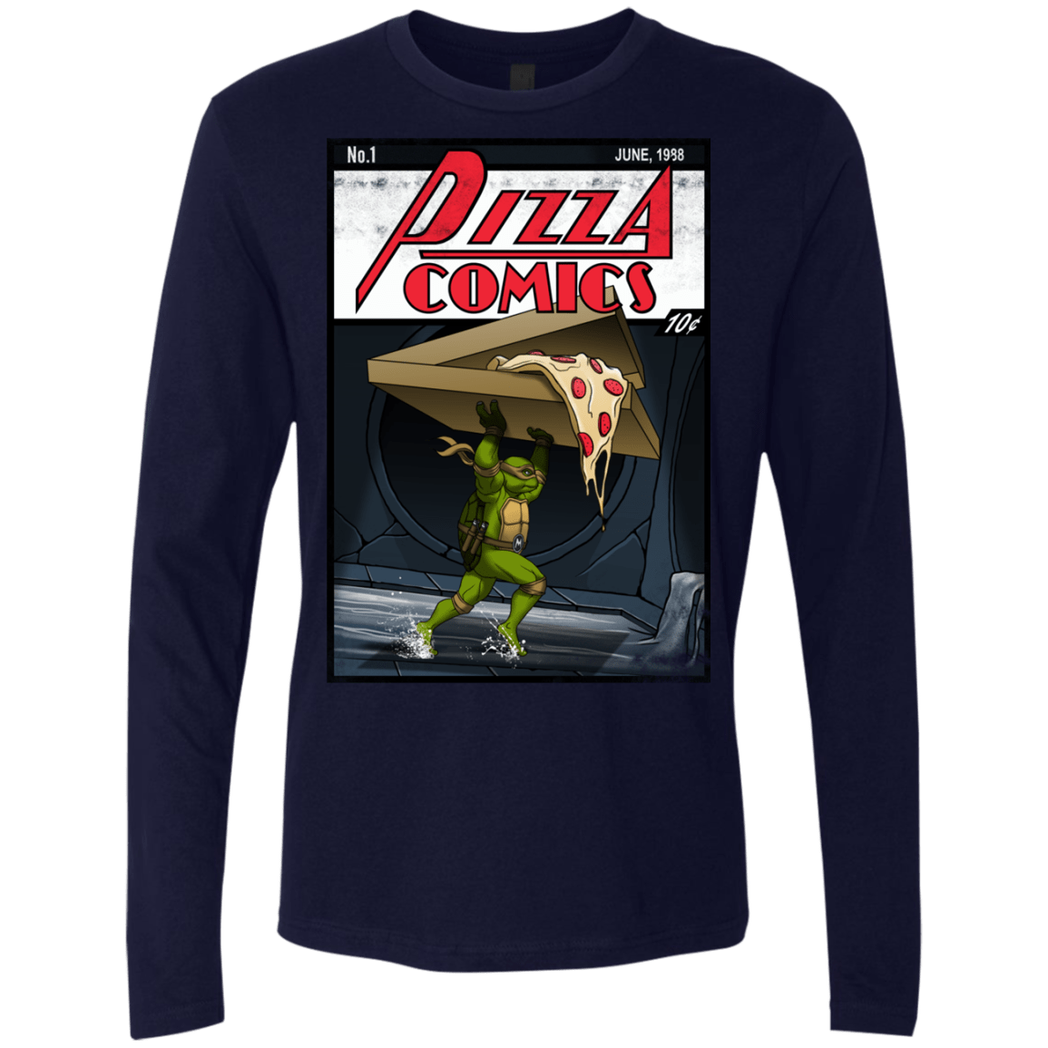 T-Shirts Midnight Navy / Small Pizza Comics Men's Premium Long Sleeve