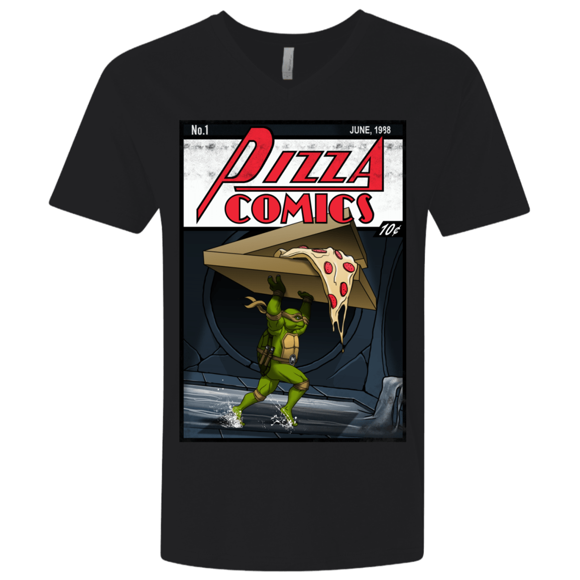 T-Shirts Black / X-Small Pizza Comics Men's Premium V-Neck