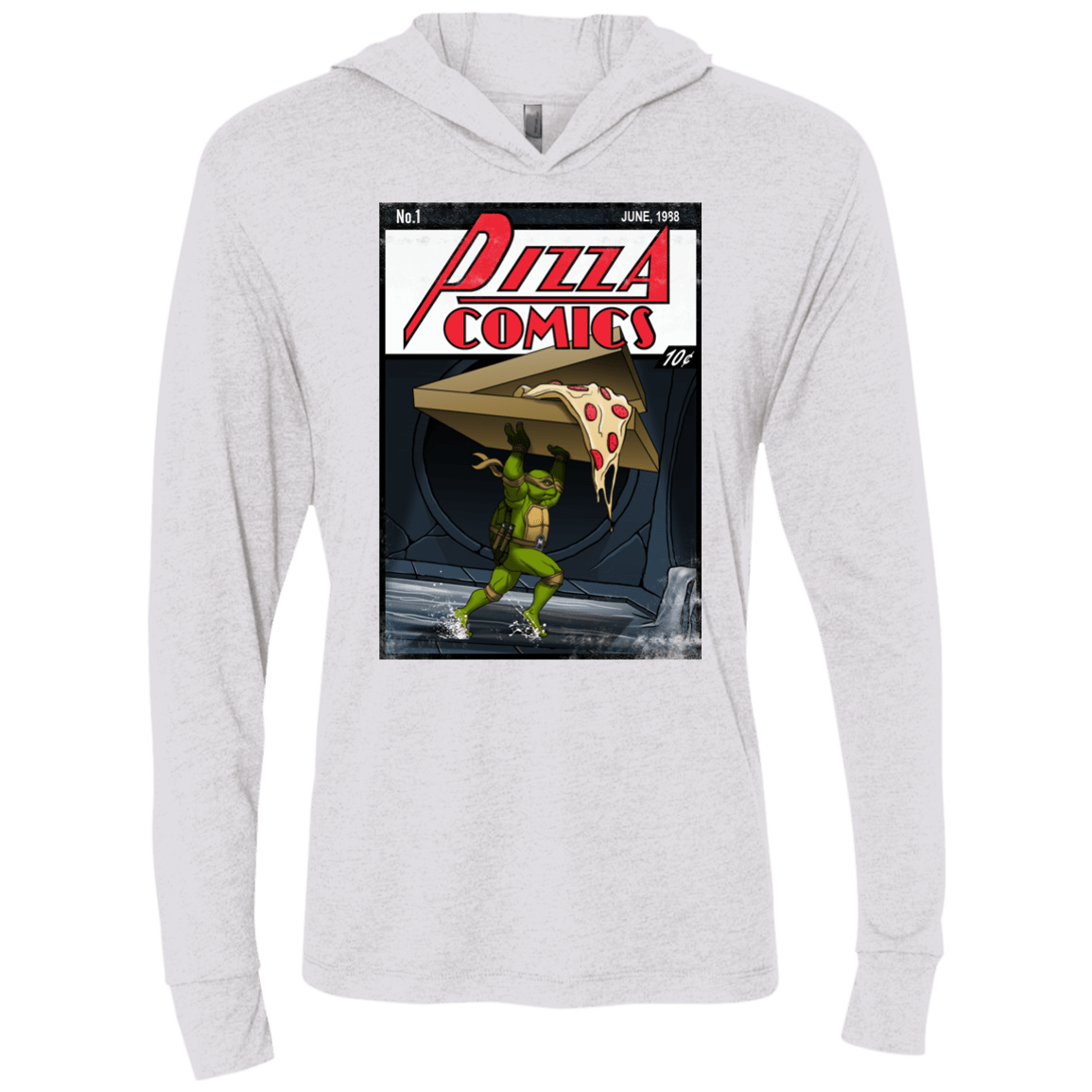 T-Shirts Heather White / X-Small Pizza Comics Triblend Long Sleeve Hoodie Tee