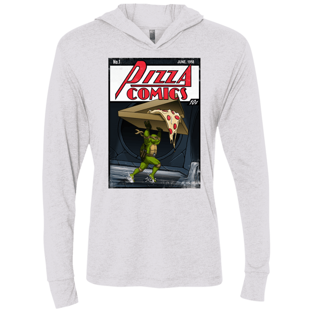 T-Shirts Heather White / X-Small Pizza Comics Triblend Long Sleeve Hoodie Tee
