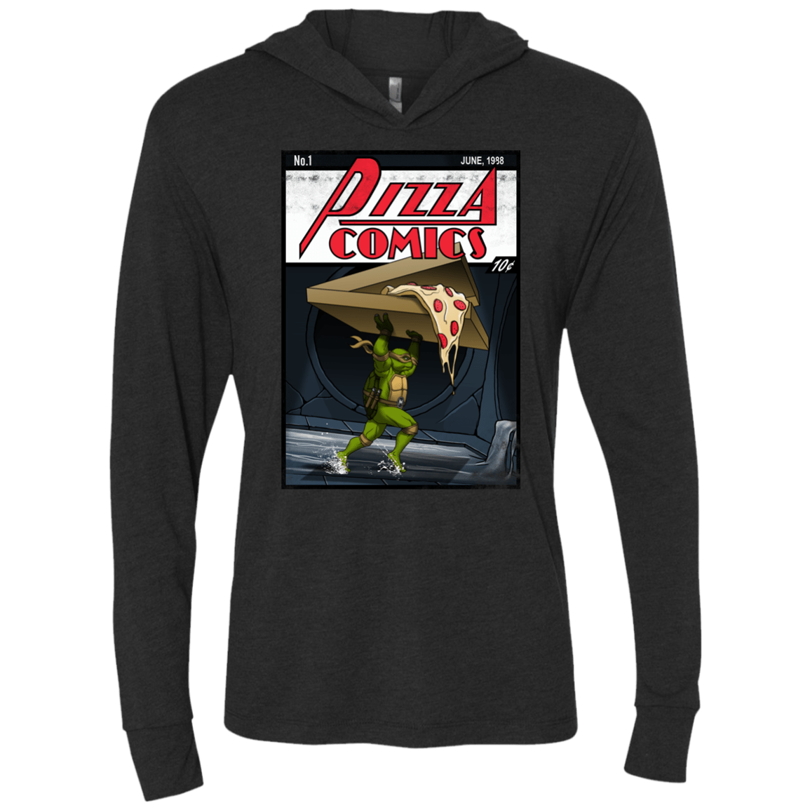 T-Shirts Vintage Black / X-Small Pizza Comics Triblend Long Sleeve Hoodie Tee