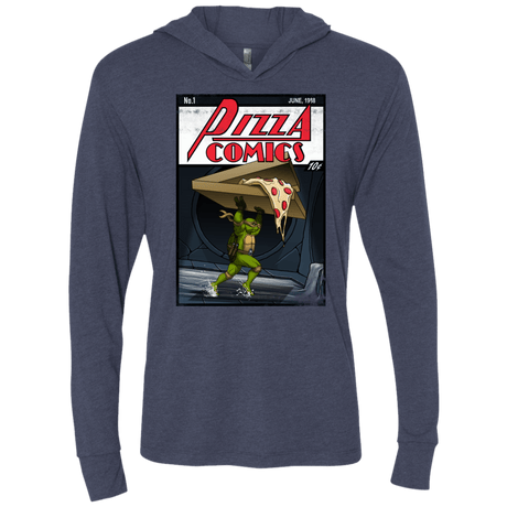 T-Shirts Vintage Navy / X-Small Pizza Comics Triblend Long Sleeve Hoodie Tee