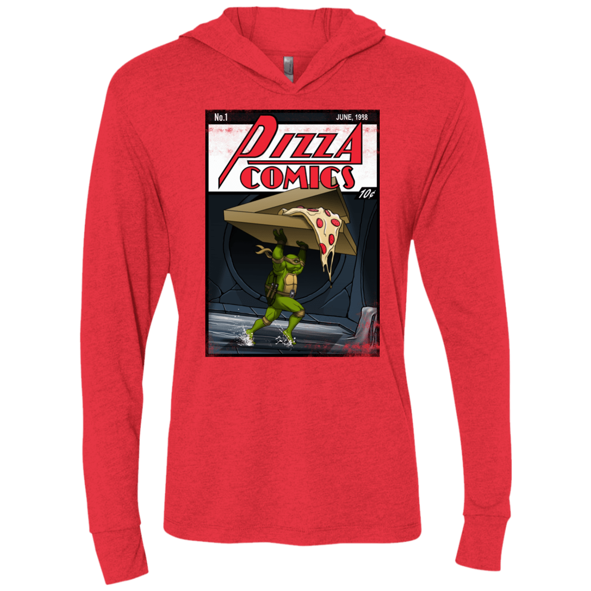 T-Shirts Vintage Red / X-Small Pizza Comics Triblend Long Sleeve Hoodie Tee
