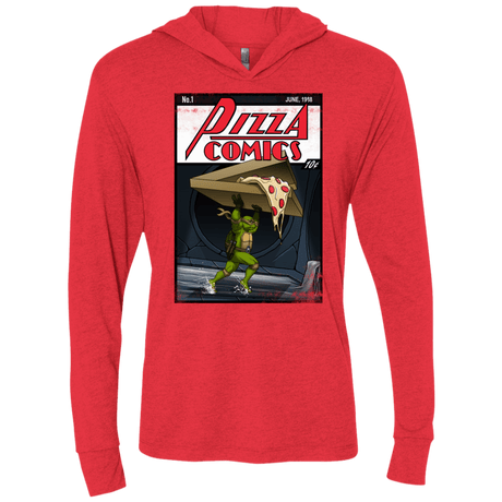 T-Shirts Vintage Red / X-Small Pizza Comics Triblend Long Sleeve Hoodie Tee