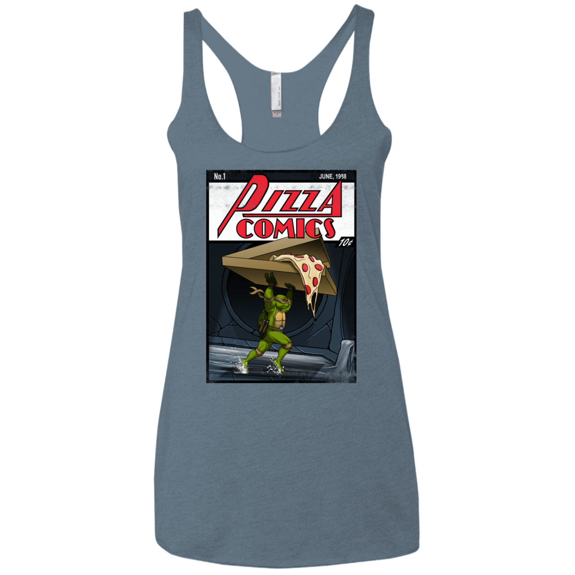 T-Shirts Indigo / X-Small Pizza Comics Women's Triblend Racerback Tank