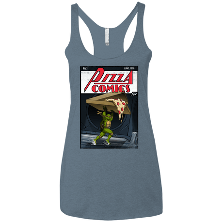 T-Shirts Indigo / X-Small Pizza Comics Women's Triblend Racerback Tank