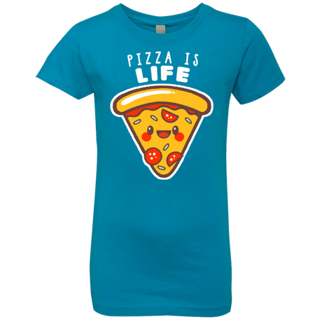 T-Shirts Turquoise / YXS Pizza is Life Girls Premium T-Shirt