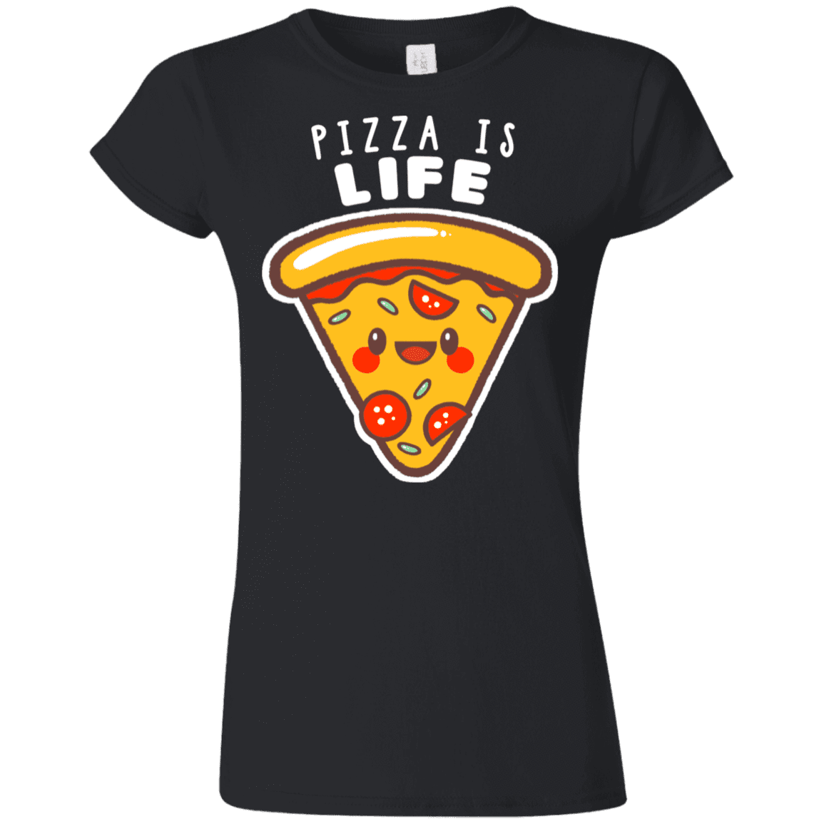 T-Shirts Black / S Pizza is Life Junior Slimmer-Fit T-Shirt
