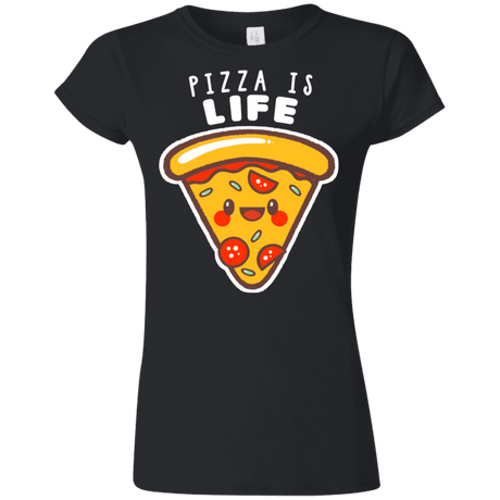 T-Shirts Black / S Pizza is Life Junior Slimmer-Fit T-Shirt
