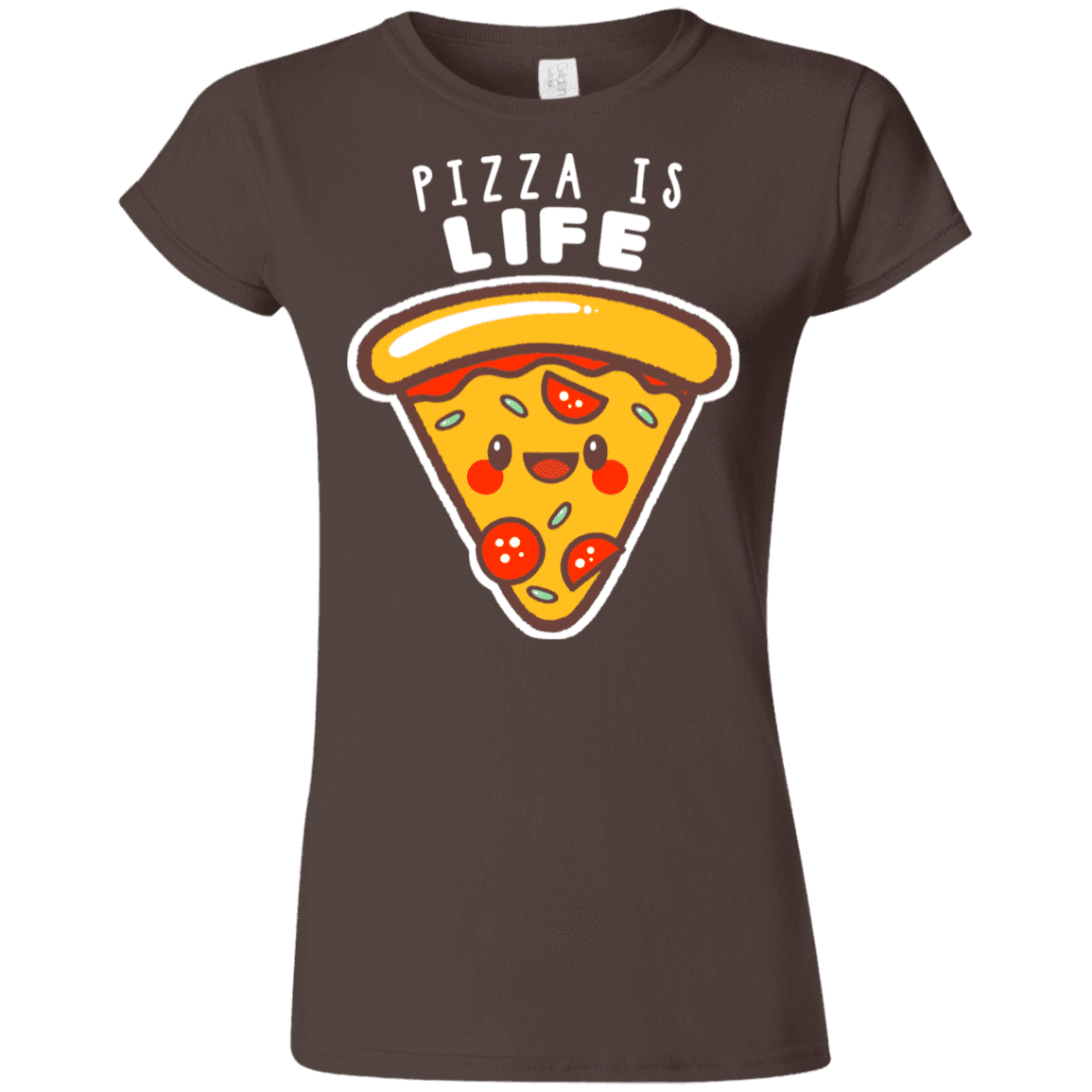 T-Shirts Dark Chocolate / S Pizza is Life Junior Slimmer-Fit T-Shirt