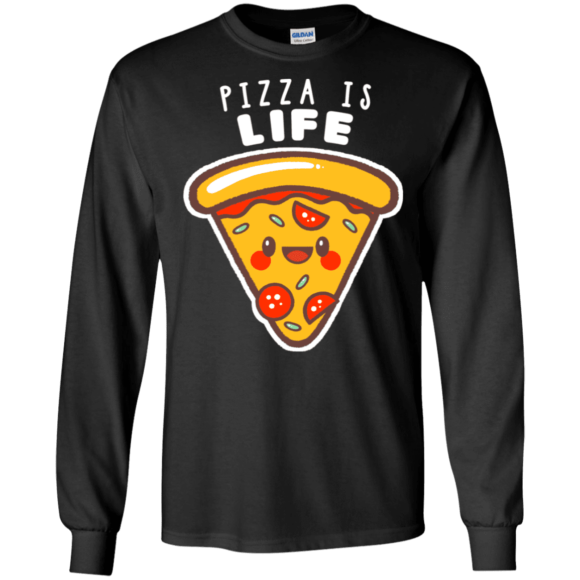 T-Shirts Black / S Pizza is Life Men's Long Sleeve T-Shirt