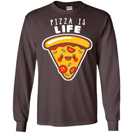 T-Shirts Dark Chocolate / S Pizza is Life Men's Long Sleeve T-Shirt
