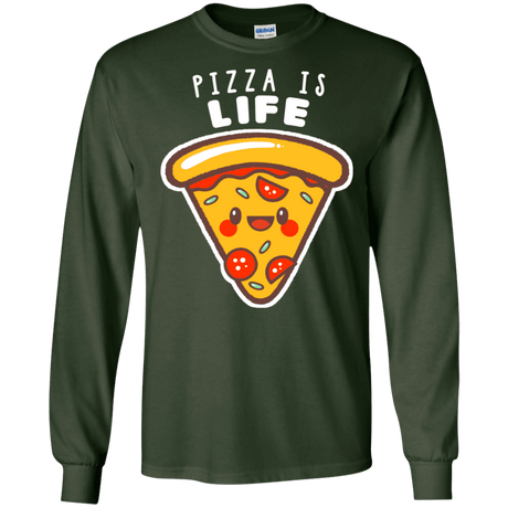 T-Shirts Forest Green / S Pizza is Life Men's Long Sleeve T-Shirt