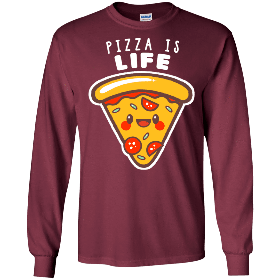 T-Shirts Maroon / S Pizza is Life Men's Long Sleeve T-Shirt