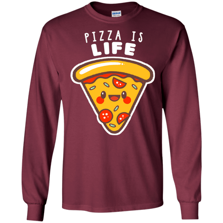 T-Shirts Maroon / S Pizza is Life Men's Long Sleeve T-Shirt