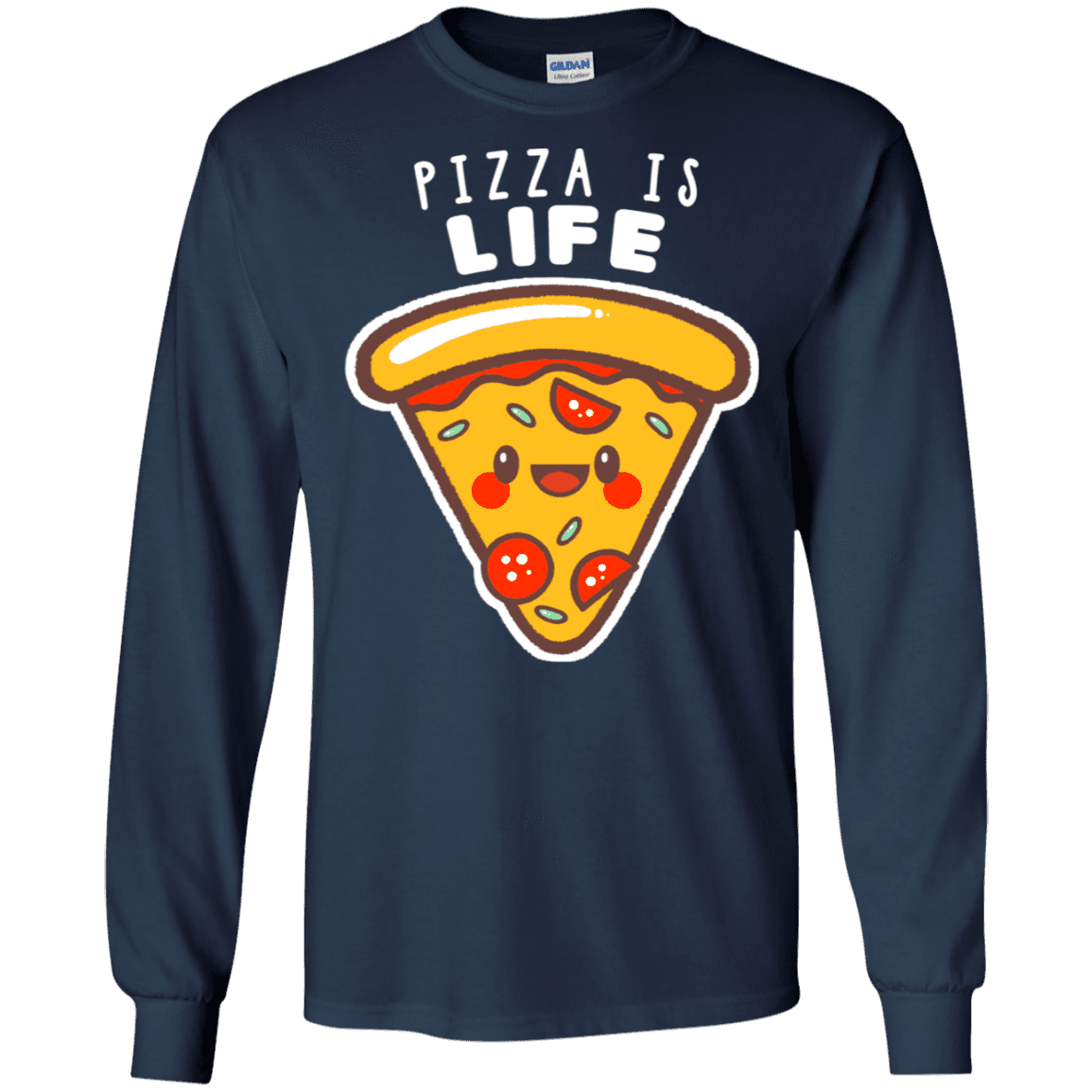 T-Shirts Navy / S Pizza is Life Men's Long Sleeve T-Shirt