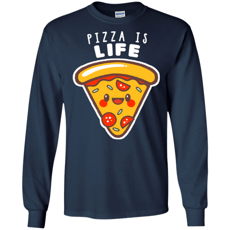 T-Shirts Navy / S Pizza is Life Men's Long Sleeve T-Shirt
