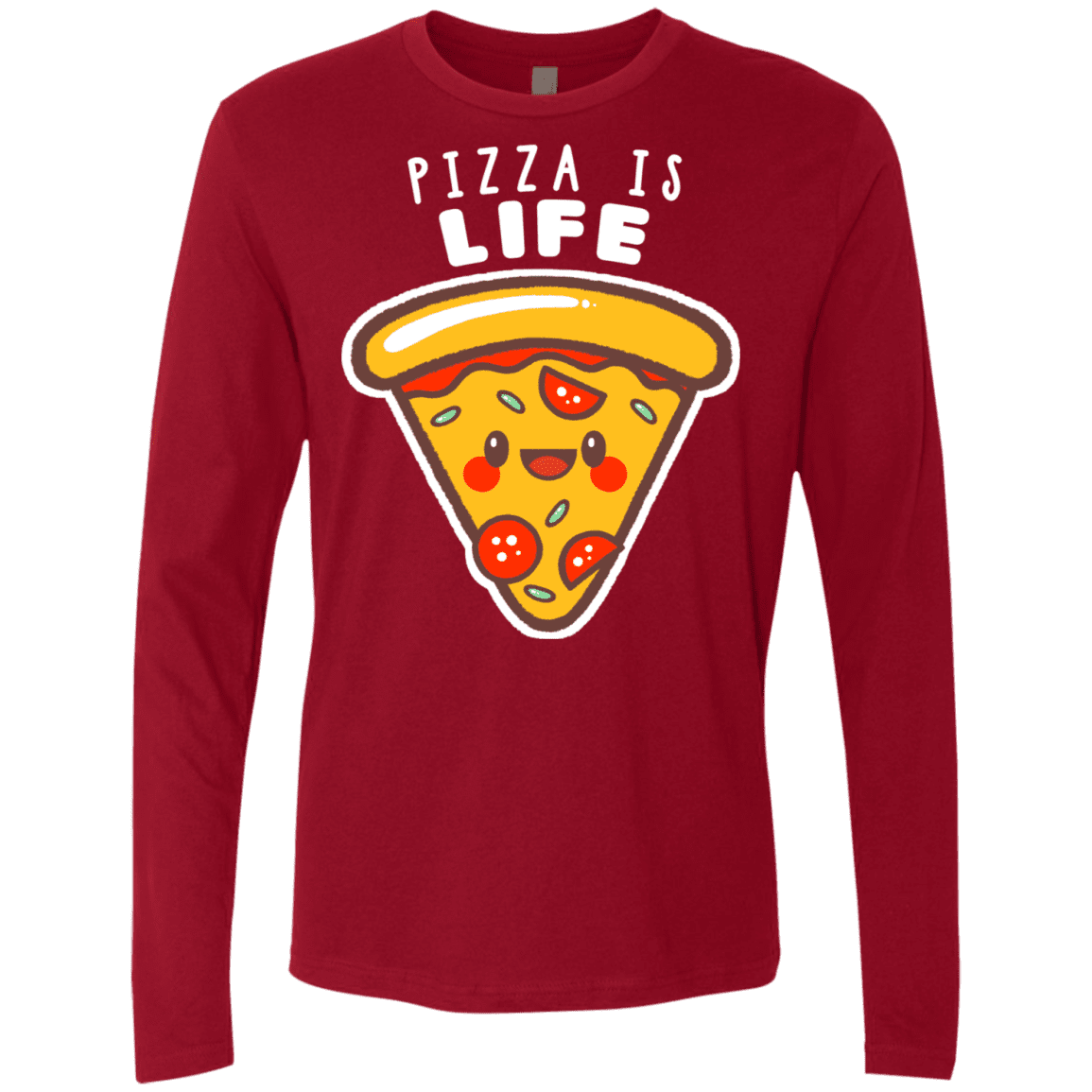 T-Shirts Cardinal / S Pizza is Life Men's Premium Long Sleeve