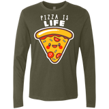 T-Shirts Military Green / S Pizza is Life Men's Premium Long Sleeve