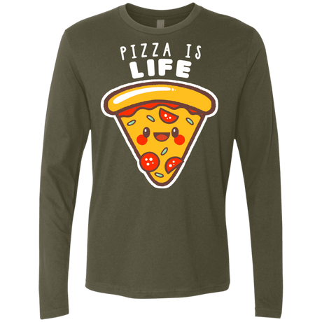 T-Shirts Military Green / S Pizza is Life Men's Premium Long Sleeve