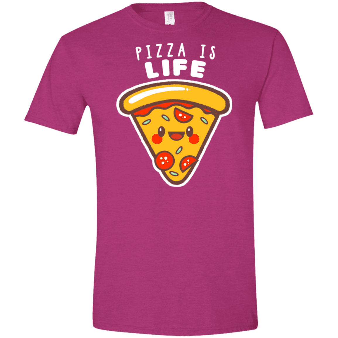 T-Shirts Antique Heliconia / S Pizza is Life Men's Semi-Fitted Softstyle