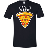 T-Shirts Black / X-Small Pizza is Life Men's Semi-Fitted Softstyle