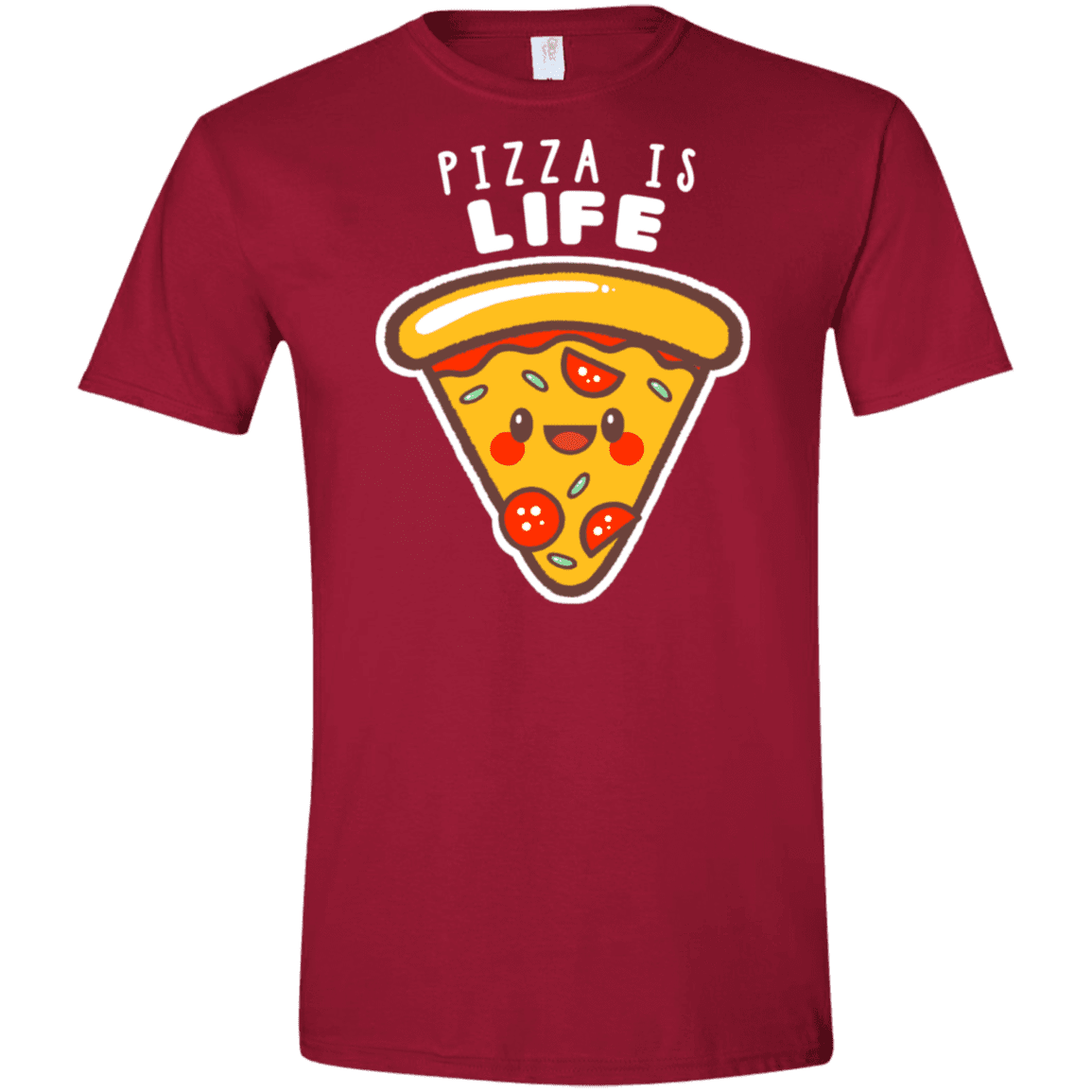 T-Shirts Cardinal Red / S Pizza is Life Men's Semi-Fitted Softstyle