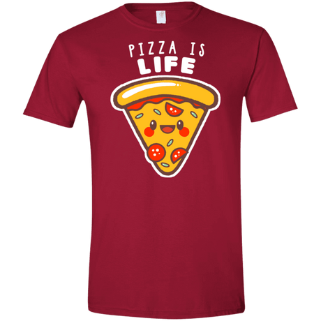 T-Shirts Cardinal Red / S Pizza is Life Men's Semi-Fitted Softstyle