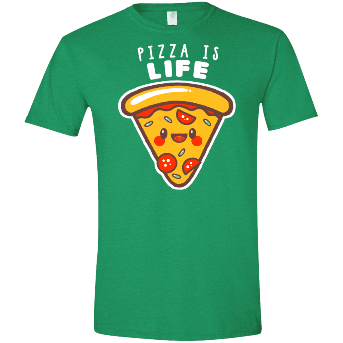 T-Shirts Heather Irish Green / M Pizza is Life Men's Semi-Fitted Softstyle