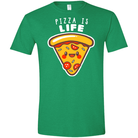 T-Shirts Heather Irish Green / M Pizza is Life Men's Semi-Fitted Softstyle
