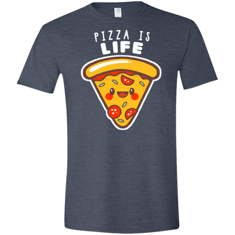 T-Shirts Heather Navy / S Pizza is Life Men's Semi-Fitted Softstyle
