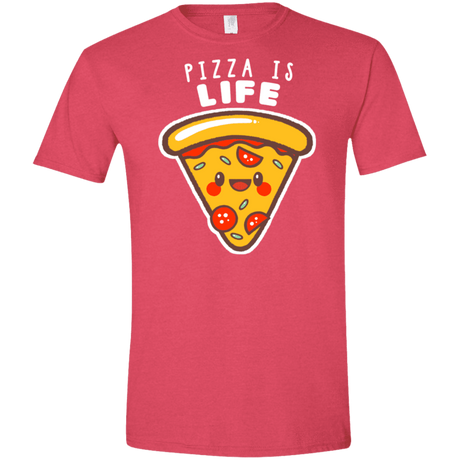 T-Shirts Heather Red / S Pizza is Life Men's Semi-Fitted Softstyle