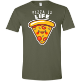T-Shirts Military Green / S Pizza is Life Men's Semi-Fitted Softstyle